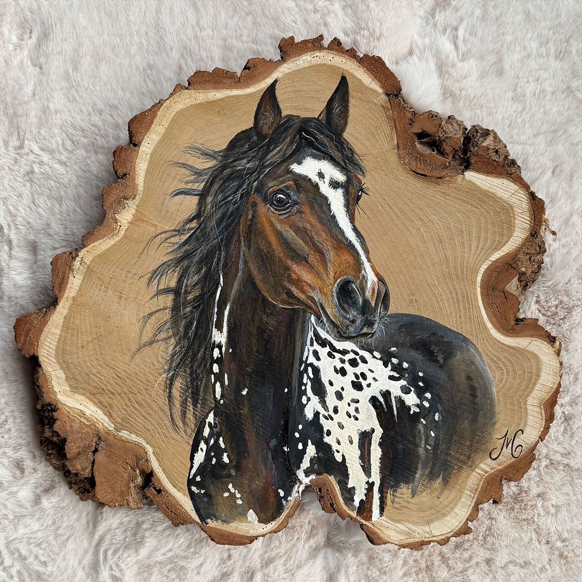 Schildering van paard op hout | Janneke van Genugten